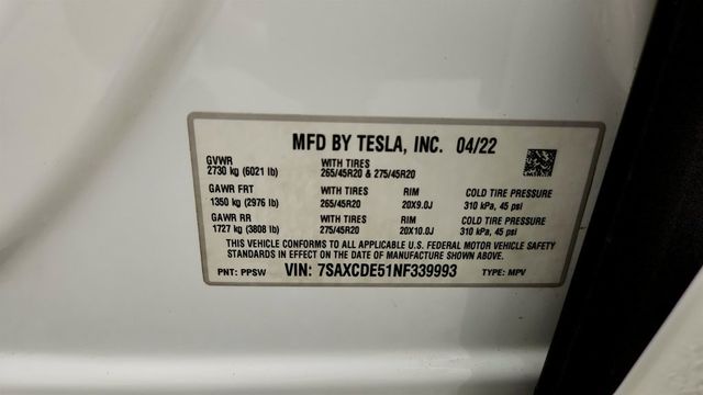 2022 Tesla Model X AWD w/ White & Black Premium Interior & TACC - 23032124 - 23