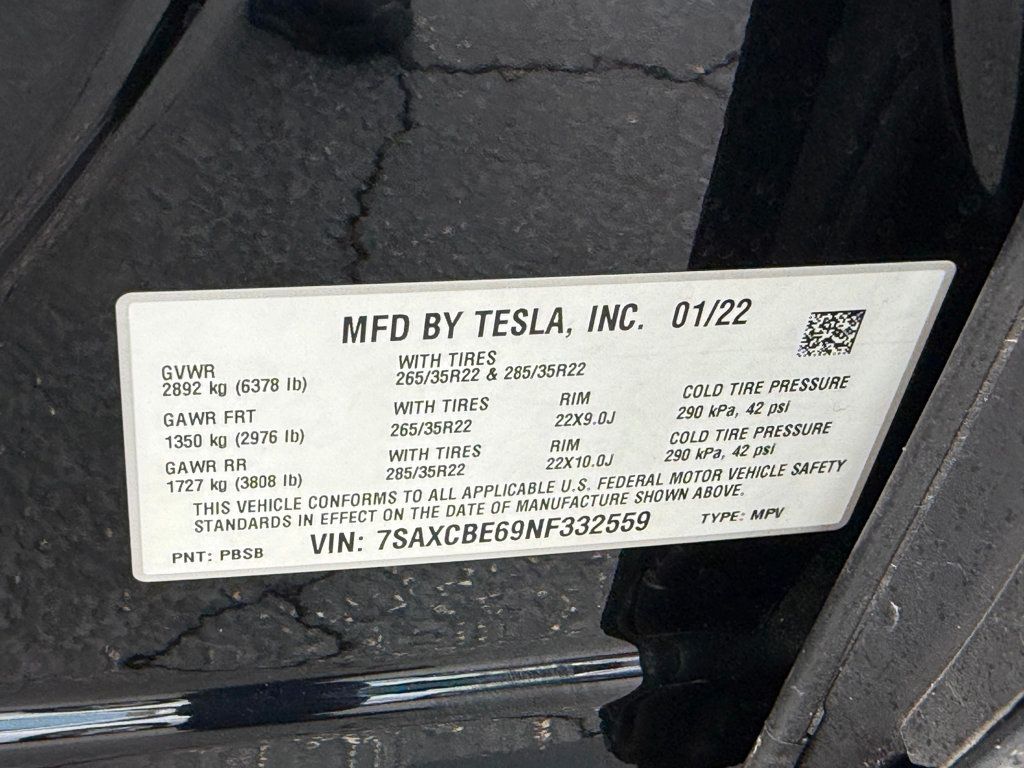 2022 Tesla Model X **PLAID**6 PASSENGERS**WHITE INTERIOR**22" WHEELS** - 23006527 - 44