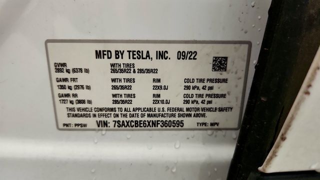 2022 Tesla Model X Plaid AWD w/ 22'' Turbine Wheels & 6 Seat Cream Premium Interior - 23033127 - 20
