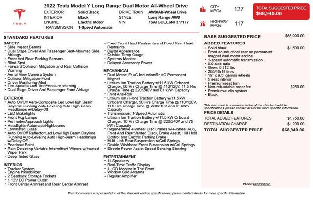 2022 Tesla Model Y Long Range AWD - 23008211 - 2