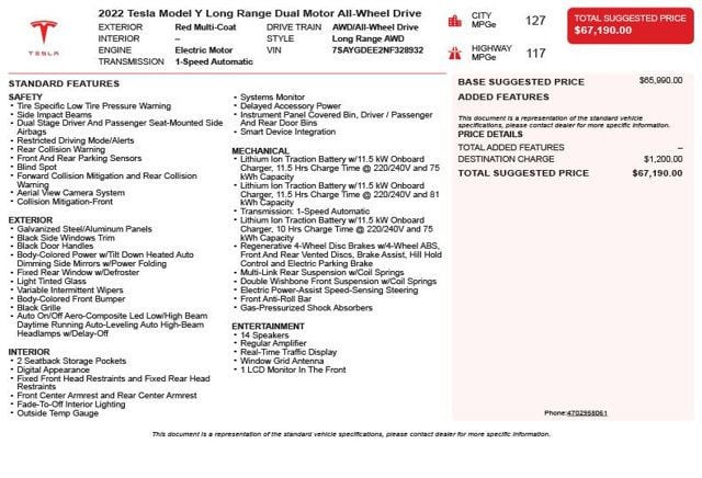 2022 Tesla Model Y Long Range AWD - 23072973 - 2