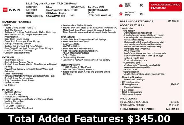 2022 Toyota 4Runner TRD Off Road 4WD - 22835341 - 2