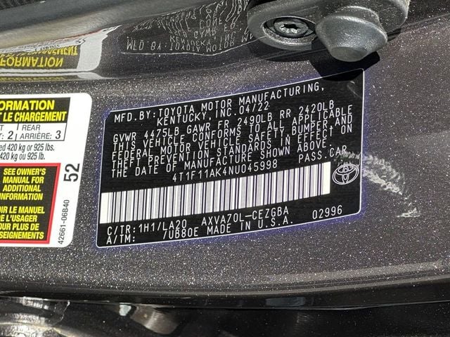 2022 Toyota Camry XLE Automatic - 22762845 - 23