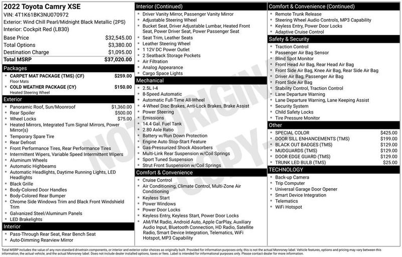 2022 Toyota Camry XSE Automatic AWD - 23039311 - 5