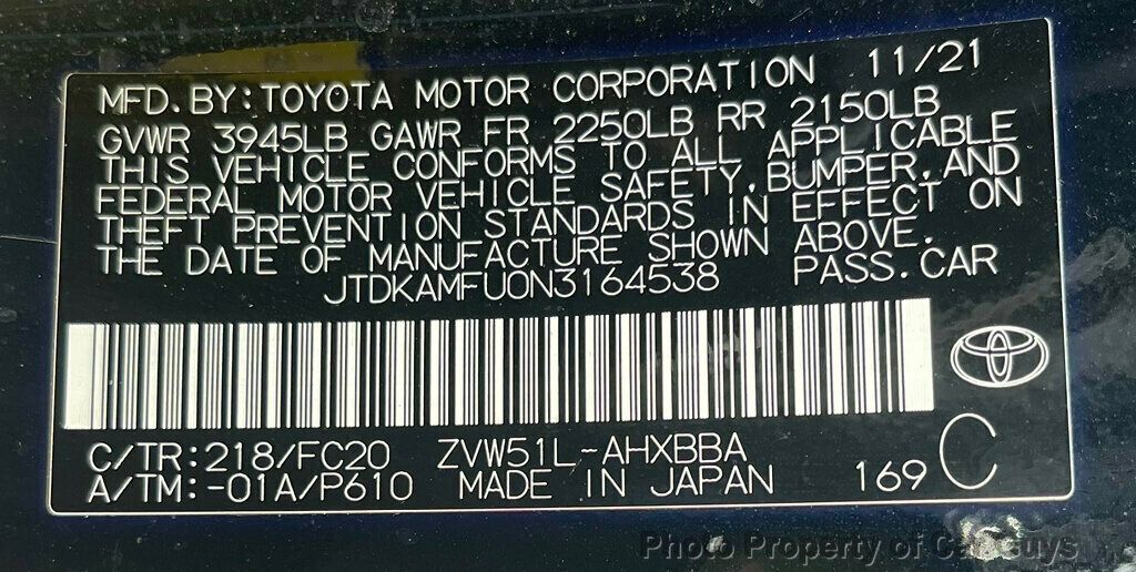 2022 Toyota Prius L Eco - 22530985 - 40