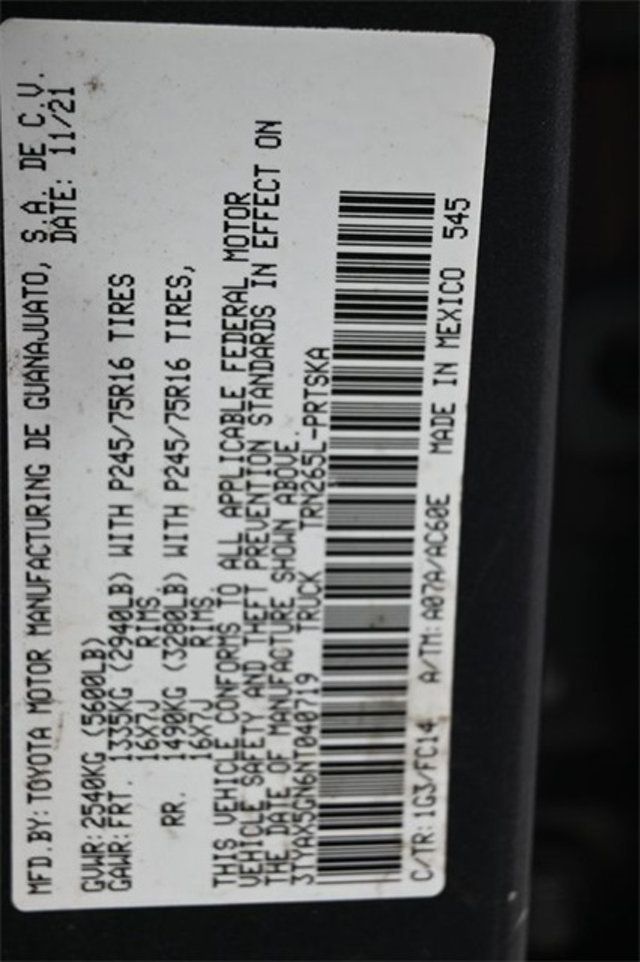 2022 Toyota Tacoma 2WD SR5 Double Cab 5' Bed I4 Automatic - 22904213 - 3