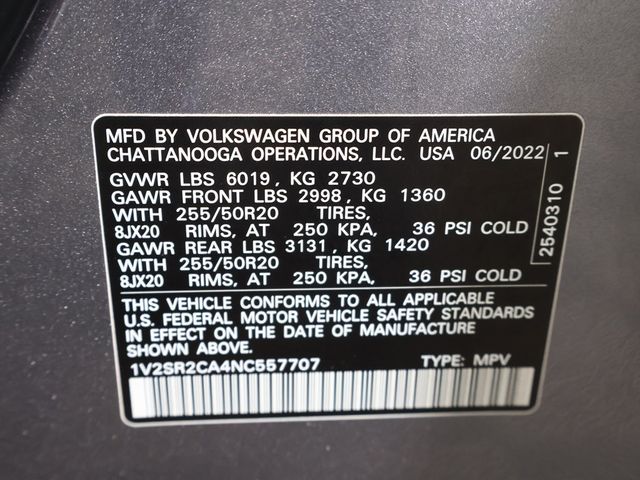 2022 Volkswagen Atlas 3.6L V6 SEL R-Line Black 4MOTION - 22961204 - 62