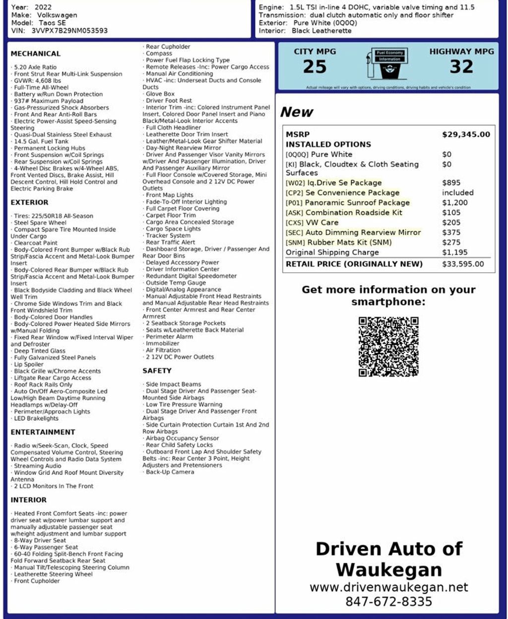 2022 Volkswagen Taos SE 4MOTION - 22227957 - 60