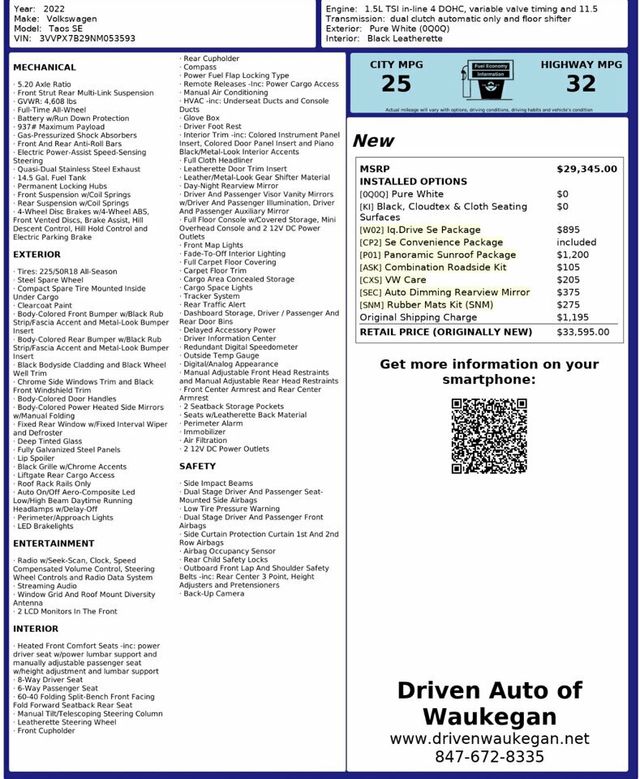 2022 Volkswagen Taos SE 4MOTION - 22227957 - 60