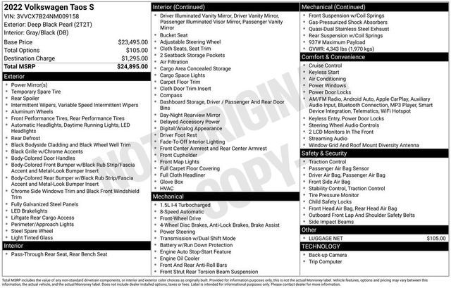 2022 Volkswagen Taos S FWD - 22941574 - 5