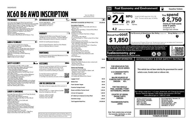 2022 Volvo XC60 B6 AWD Inscription Advanced Pkg Climate Pkg - 22942303 - 7