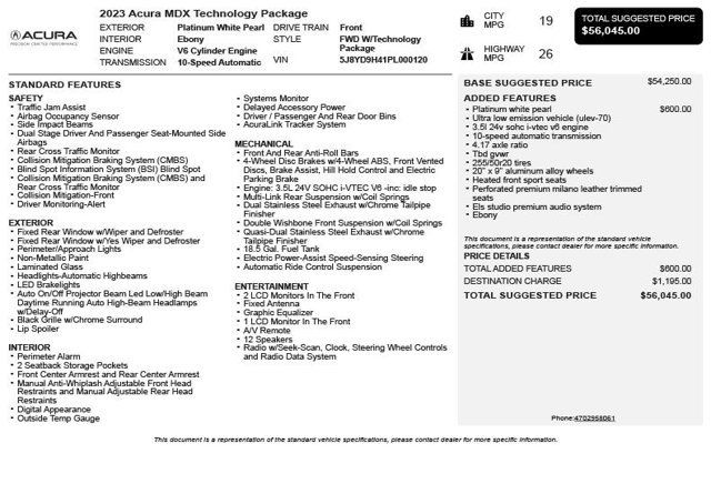 2023 Acura MDX FWD w/Technology Package - 23062830 - 2
