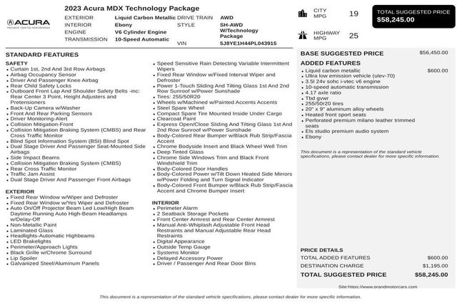 2023 Acura MDX SH-AWD w/Technology Package - 23074039 - 2