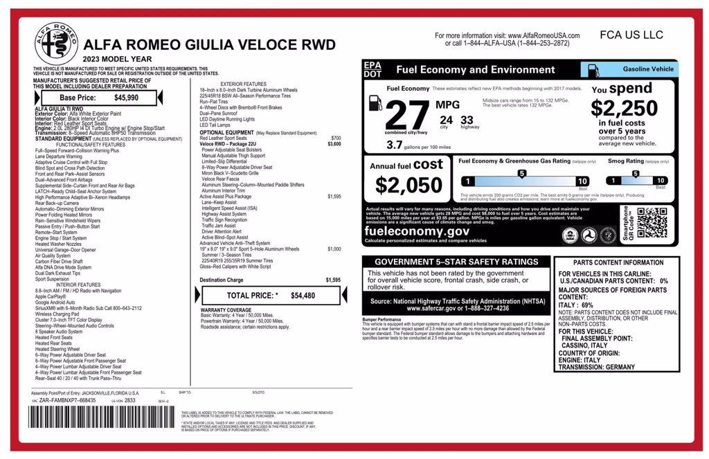 2023 Alfa Romeo Giulia Ti RWD - 22409718 - 45