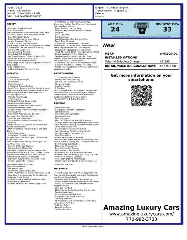 2023 Alfa Romeo Giulia Veloce RWD - 23064226 - 22
