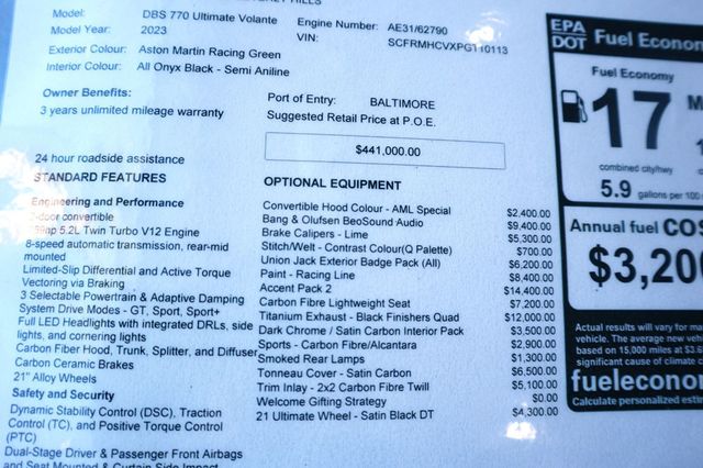 2023 Aston Martin DBS 770 ULT VOLANTE A.M RACING GREEN...1,113 Miles...1 of 199 Produced! - 22784082 - 28