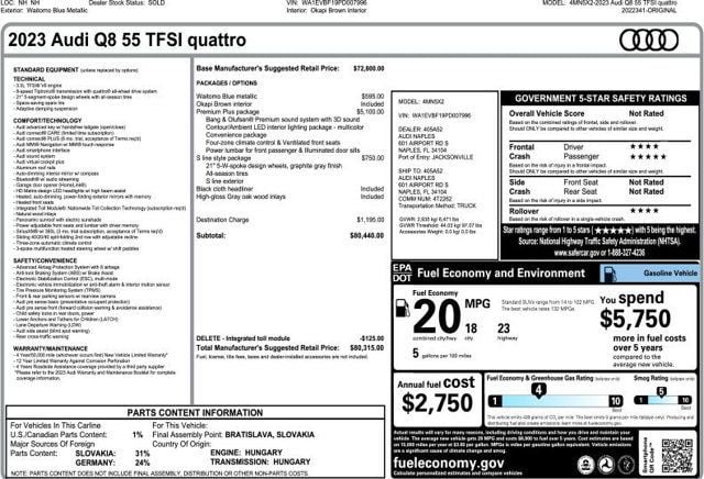 2023 Audi Q8 Premium Plus 55 TFSI quattro - 23081039 - 2