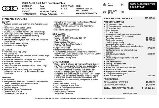 2023 Audi SQ8 Premium Plus 4.0 TFSI quattro - 22991884 - 2