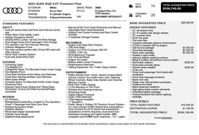 2023 Audi SQ8 Premium Plus 4.0 TFSI quattro - 23017715 - 2