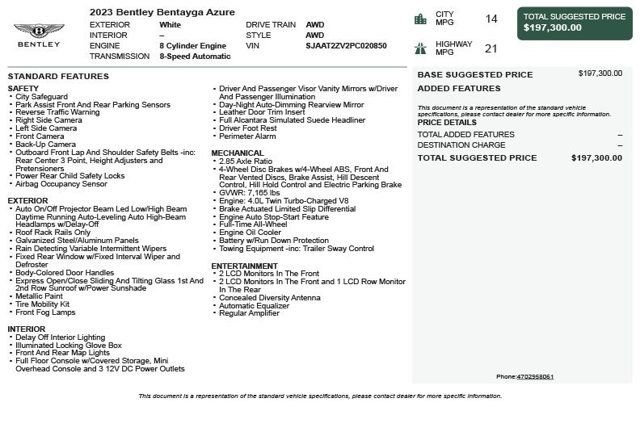 2023 Bentley Bentayga Azure AWD - 22941251 - 2