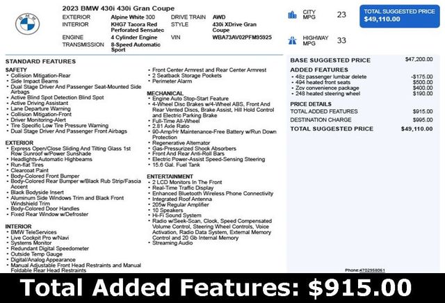 2023 BMW 4 Series 430i xDrive Gran - 22910300 - 2