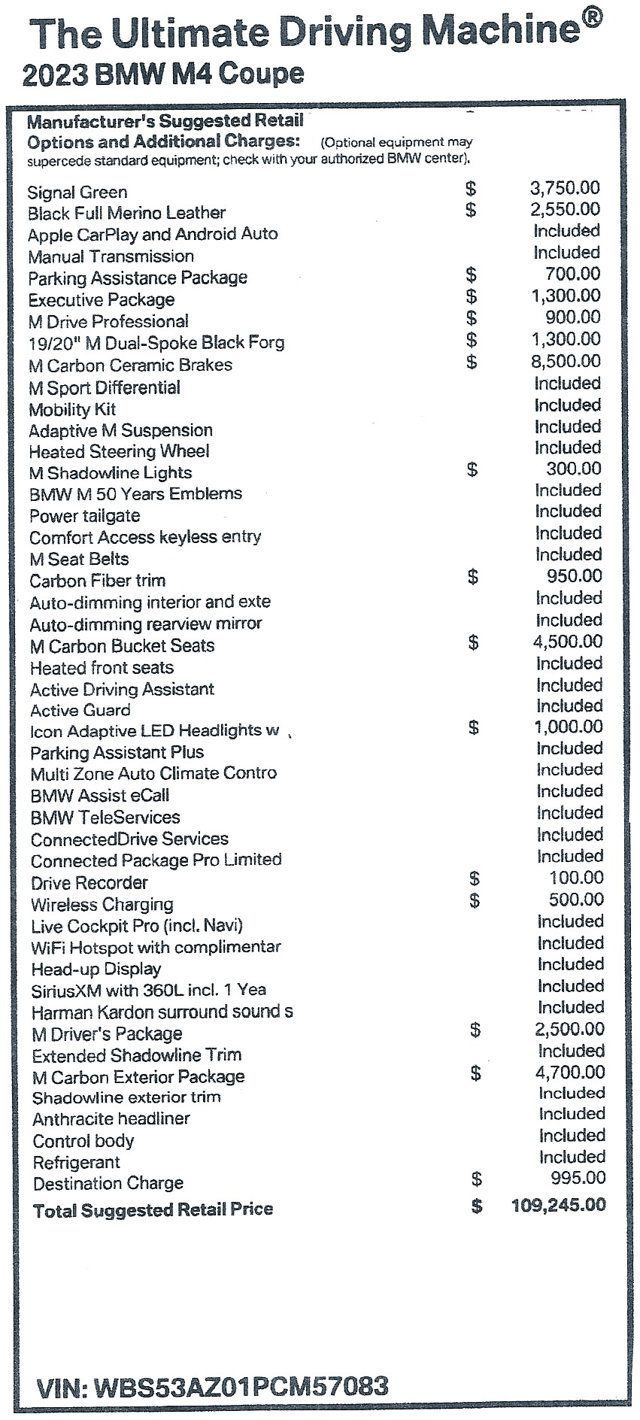 2023 BMW BMW M4 Coupe SIGNAL GREEN...1,690 Miles...6sp Manual - 22997042 - 1