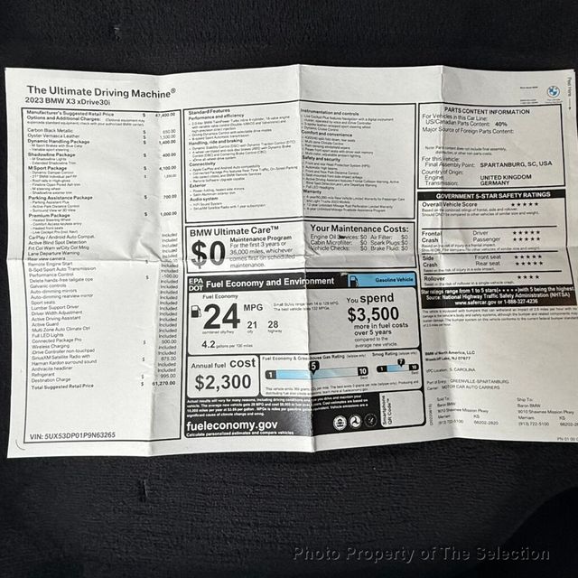 2023 BMW X3 xDRVIE 30i SPORTS ACTIVITY W/M SPORT, DYNAMIC & PREM PKG - 23044594 - 51