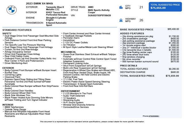 2023 BMW X4 M40i Sports Activity - 23017069 - 2