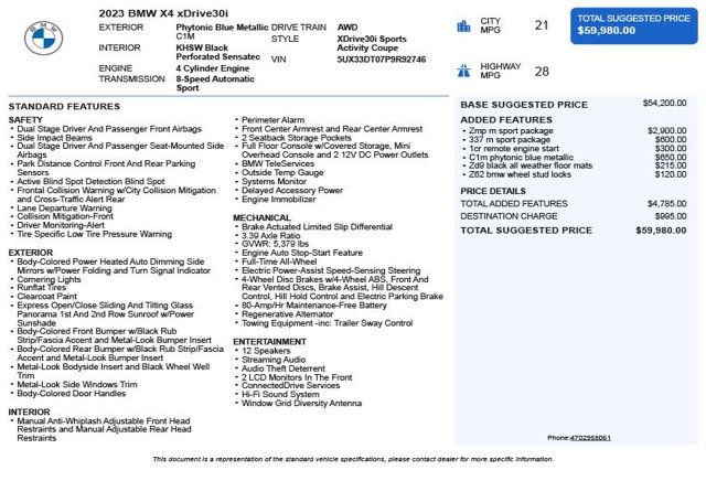 2023 BMW X4 xDrive30i Sports Activity - 22981957 - 2