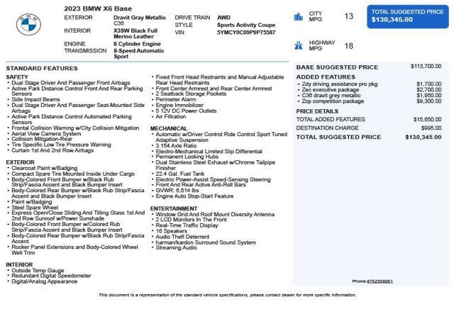 2023 BMW X6 M Sports Activity - 23010818 - 2