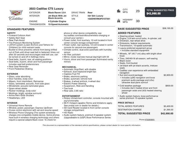2023 Cadillac CT5 4dr Sedan Luxury - 23022757 - 2