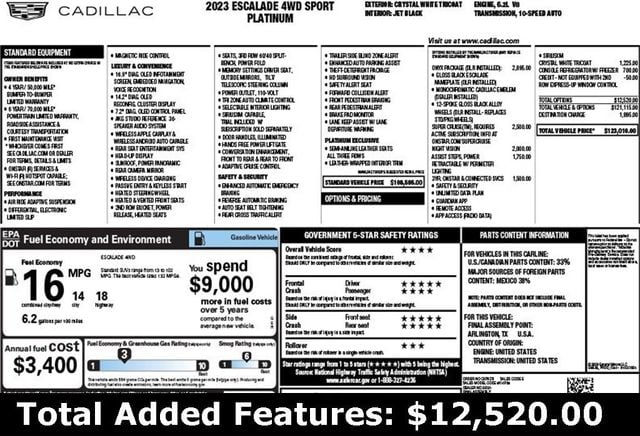 2023 Cadillac Escalade 4WD 4dr Sport Platinum - 22975004 - 2