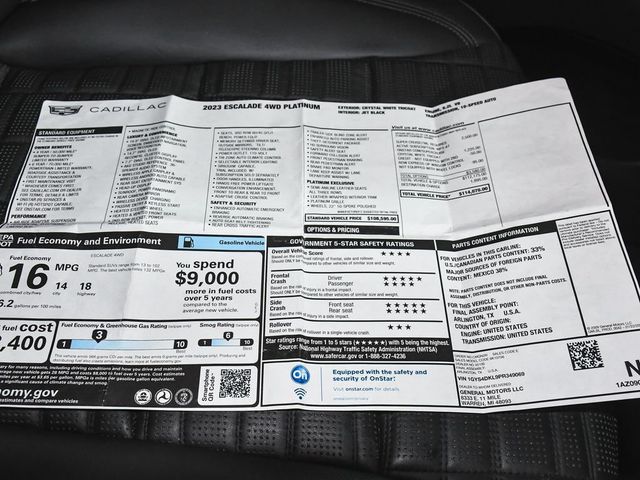 2023 Cadillac Escalade Premium Luxury Platinum - 23057408 - 67