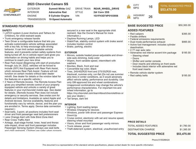 2023 Chevrolet Camaro 2dr Convertible 2SS - 23070126 - 2