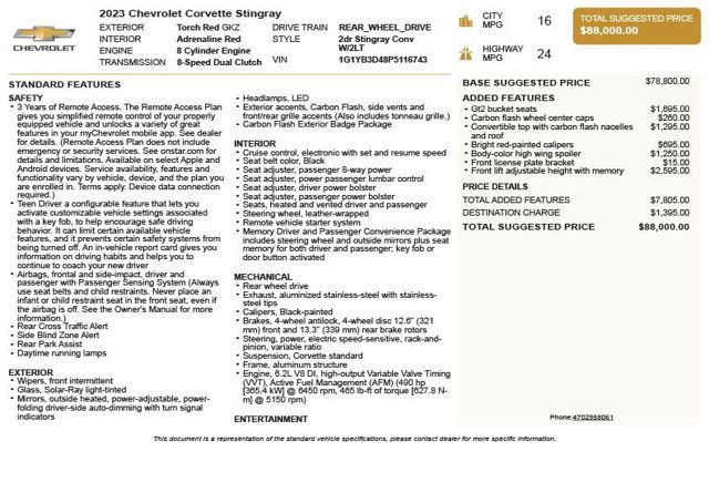 2023 Chevrolet Corvette 2dr Stingray Convertible w/2LT - 22996935 - 2