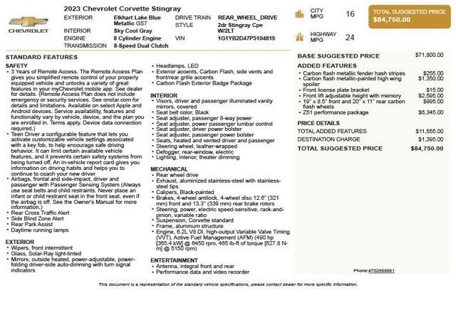 2023 Chevrolet Corvette 2dr Stingray Coupe w/2LT - 22994182 - 2