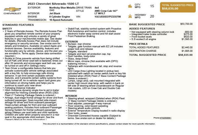 2023 Chevrolet Silverado 1500 4WD Crew Cab 147" LT w/1LT - 22985149 - 2