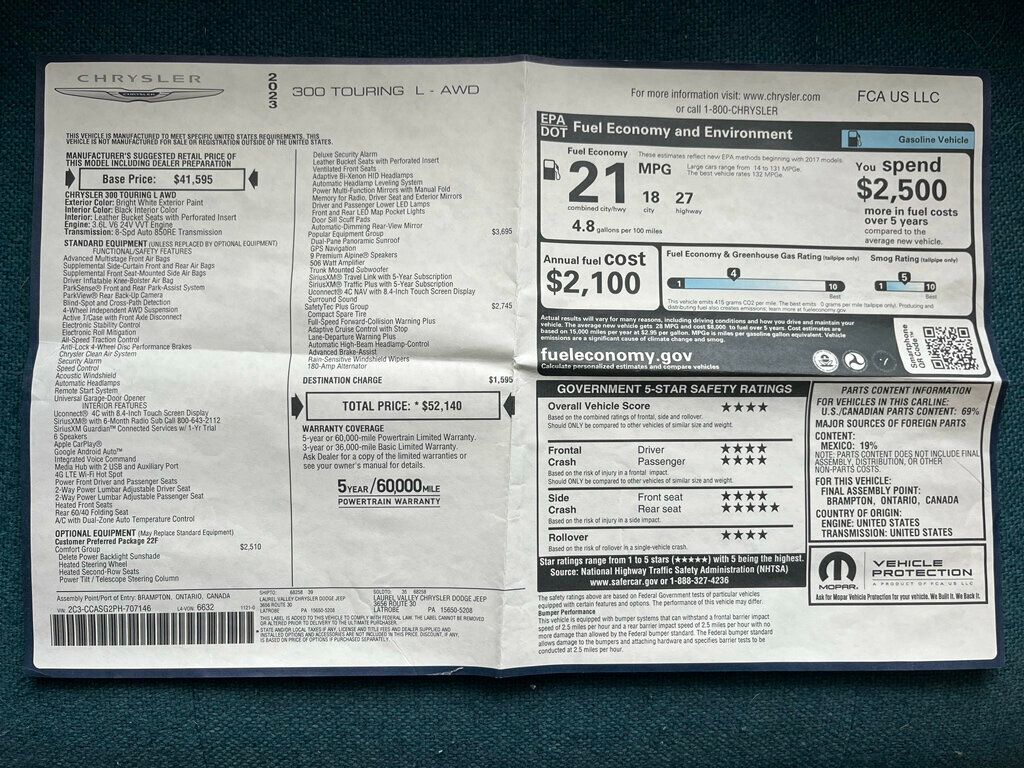 2023 Chrysler 300 Touring L All Wheel Drive 1-Owner Estate Car - 22979785 - 46