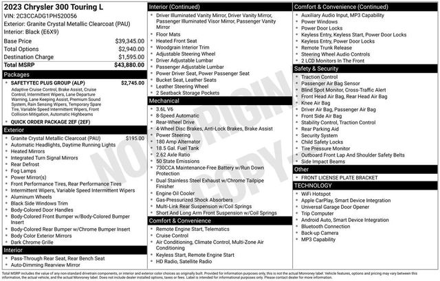 2023 Chrysler 300 Touring L RWD - 22968353 - 5