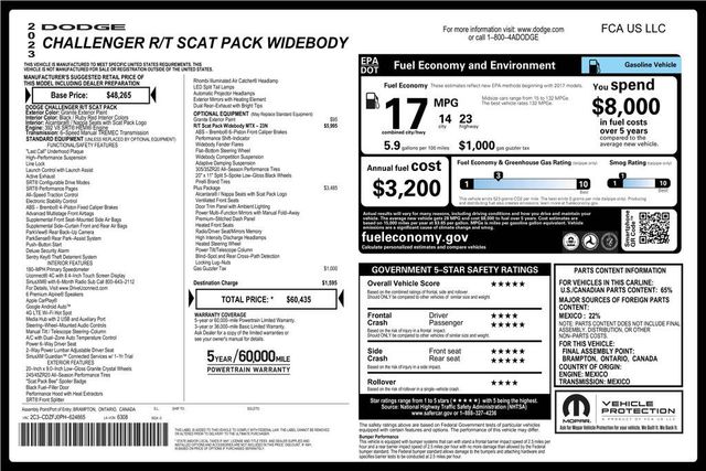 2023 Dodge Challenger R/T Scat Pack Widebody RWD - 23072498 - 2