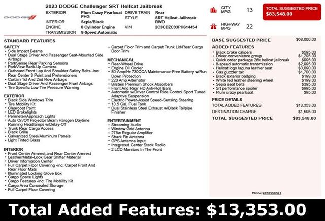2023 Dodge Challenger SRT Hellcat Jailbreak - 22890382 - 2