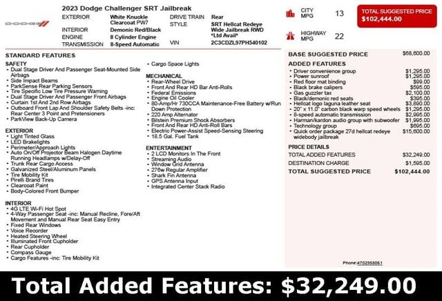 2023 Dodge Challenger SRT Hellcat Redeye - 22951072 - 2
