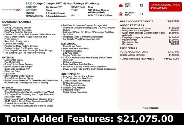 2023 Dodge Charger SRT Hellcat Redeye Widebody - 22957715 - 2