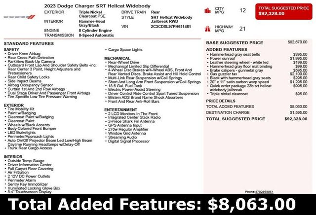 2023 Dodge Charger SRT Hellcat Widebody - 22970363 - 2