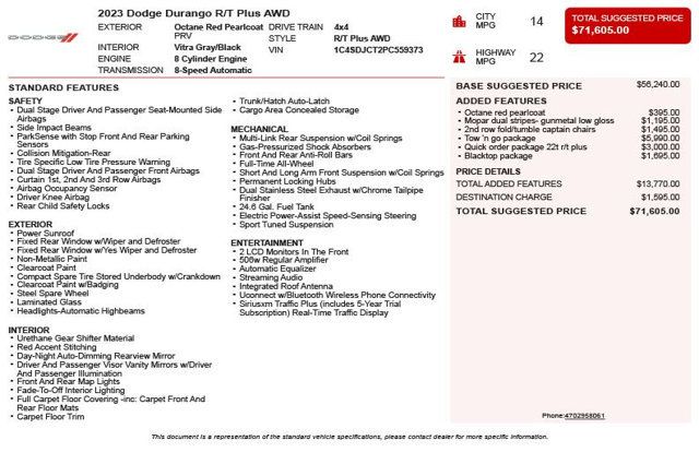 2023 Dodge Durango R/T Plus AWD - 23010879 - 2