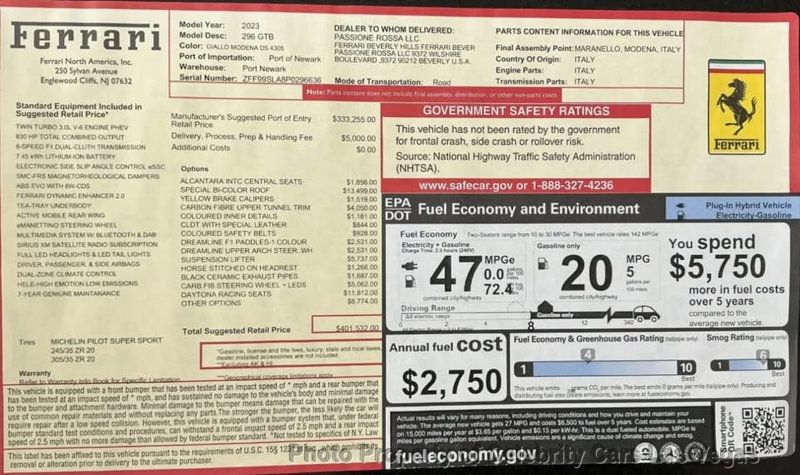 2023 Ferrari 296 GTB $401,532 MSRP!  - 22943203 - 2