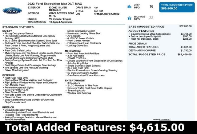 2023 Ford Expedition Max XLT 4x4 - 22957699 - 2