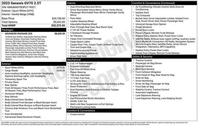2023 Genesis GV70 2.5T AWD - 22908945 - 5