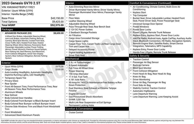 2023 Genesis GV70 2.5T AWD - 22908945 - 5