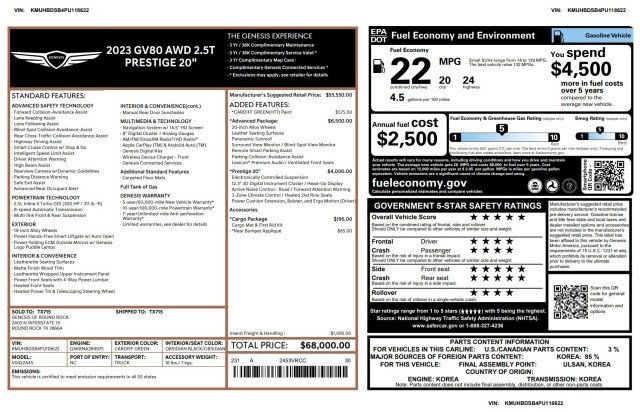 2023 Genesis GV80 2.5T AWD - 23053524 - 21
